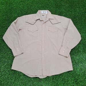 Ely-Cattleman Pearl-Snap Shirt Large 23x31 Baggy Yoke